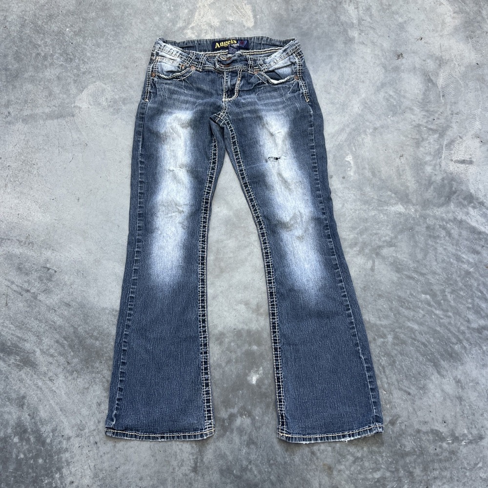 Vintage Y2K Angels Pants Size 9 Blue Distressed